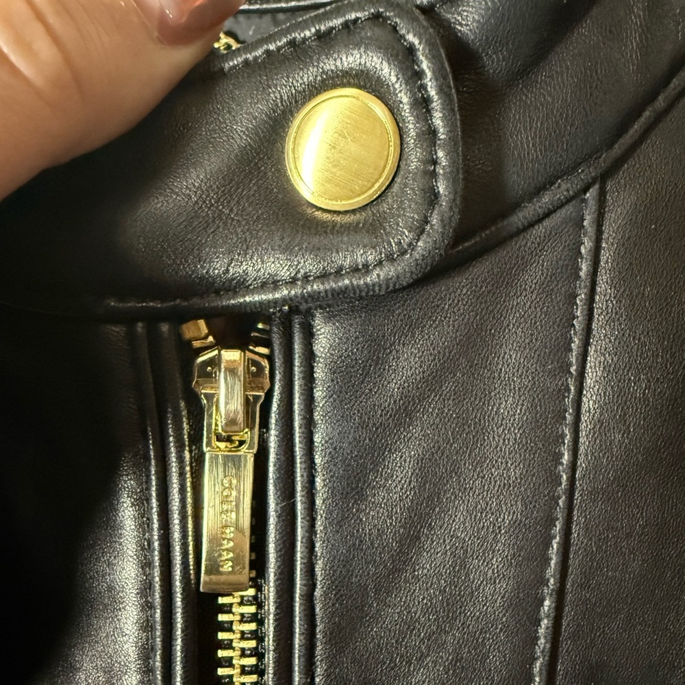 Women’s Cole Haans Lamb Skin Moto Leather Jacket | size medium - Picture 6 of 15